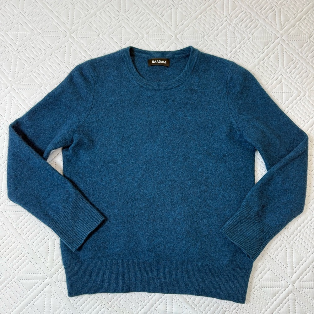 Naadam Cashmere Crewneck Sweater Size M In Peacock Blue